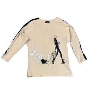 Zannza Couture white Paris girl graphic tee size S